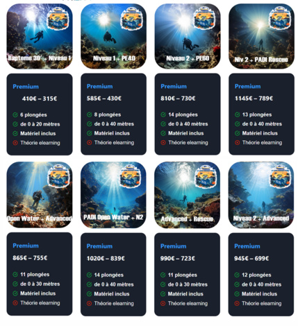 Promos PACKS Plongées