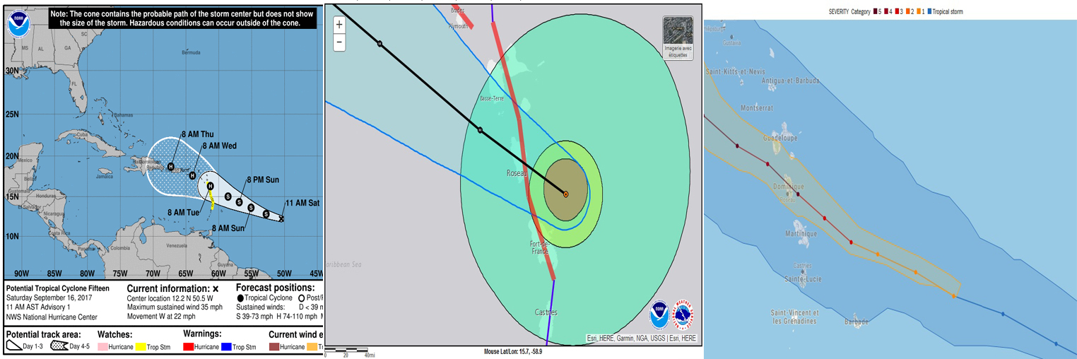 trajectoire Maria (crédit photos NOAA NHC)