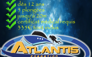 LE NIVEAU 1:  Plongeur Encadré à  20 Mètres  (PE20) avec ATLANTIS FORMATION GUADELOUPE